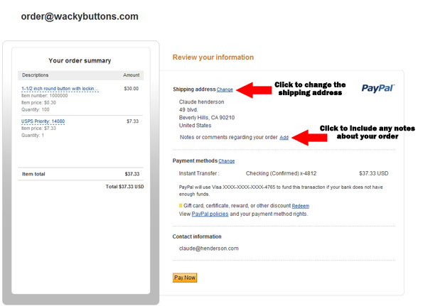 PayPal: How to Change Shipping Address