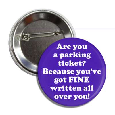 are you a parking ticket because youve got fine written all over you button