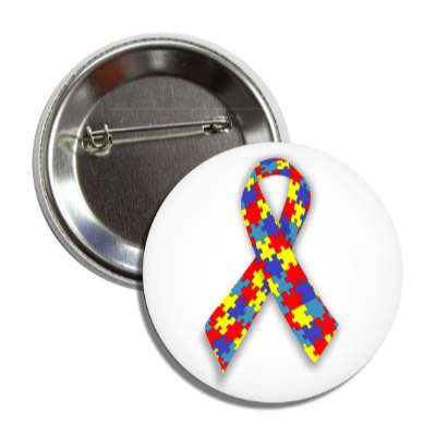autism puzzle awareness ribbon button