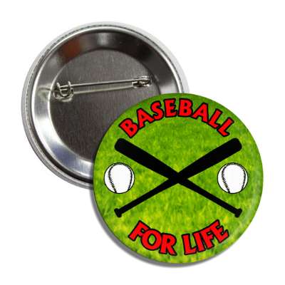 baseball for life crossed bats balls button