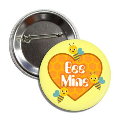 bee mine yellow honeycomb heart button