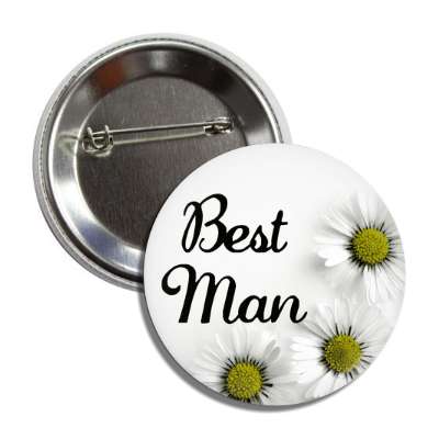 best man white flowers button