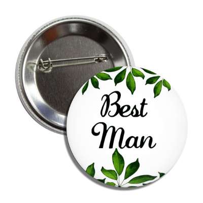 best man white green leaves button
