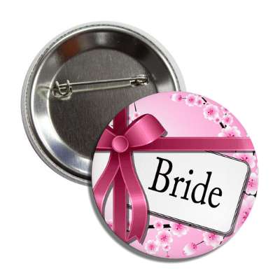 bride card pink ribbon flowers button
