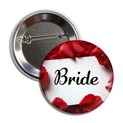bride white card red petals button