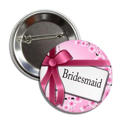 bridesmaid card pink ribbon flowers button