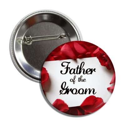 father of the groom white card red petals button