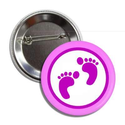 girl footprints pink border button