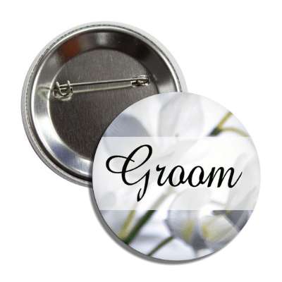groom colorful flowers rectangle button