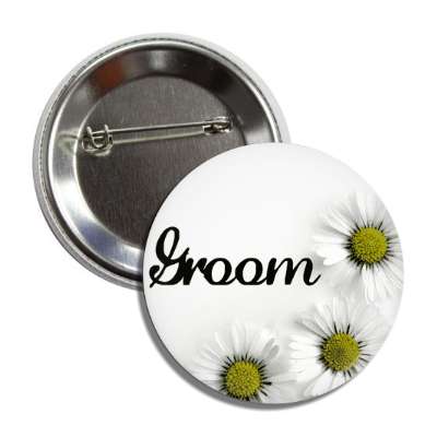 groom white flowers button