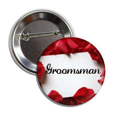 groomsman card white red petals button
