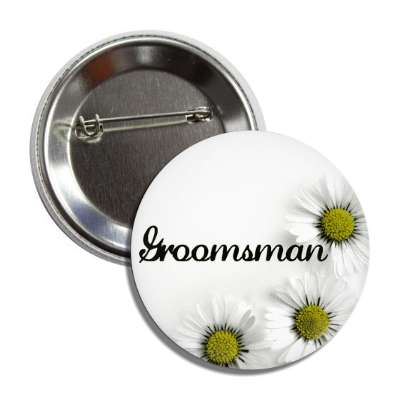groomsman white flowers button