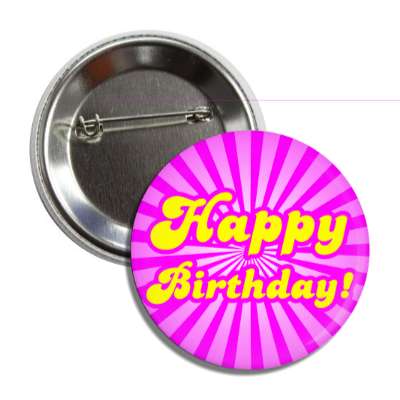 happy birthday magenta rays yellow button