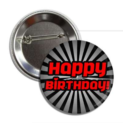 happy birthday red black rays button