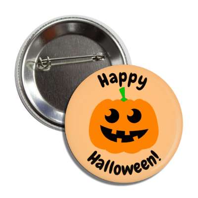 happy halloween jack o lantern light orange button