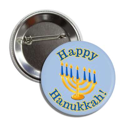 happy hanukkah candles menorah button