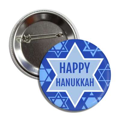 happy hanukkah dark blue light blue star of david button
