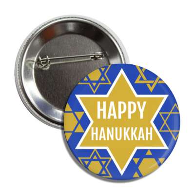 happy hanukkah gold star of david button