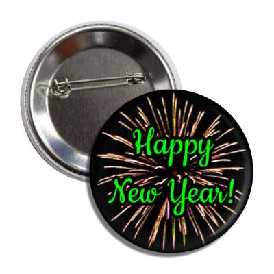 happy new year fireworks green cursive button