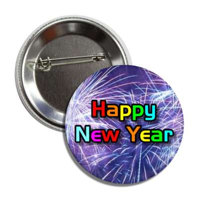 happy new year fireworks rainbow button