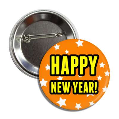 happy new year orange stars button