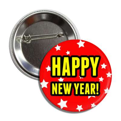 happy new year red stars button