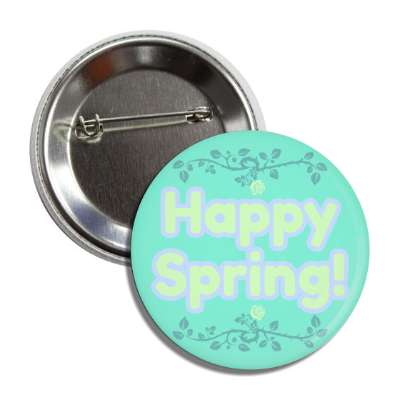 happy spring green pastel floral button