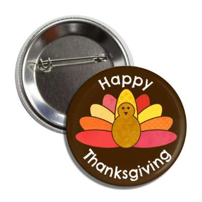 happy thanksgiving black cartoon turkey button