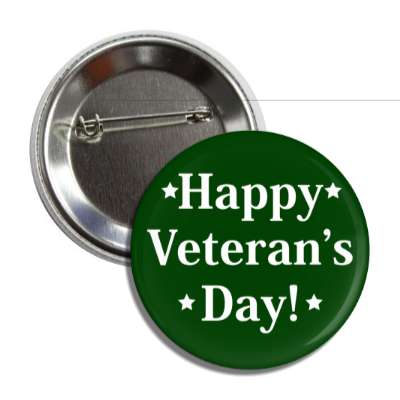 happy veterans day green stars button