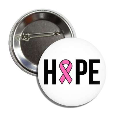 hope pink ribbon white button