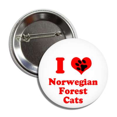 i heart norwegian forest cats heart paw print button