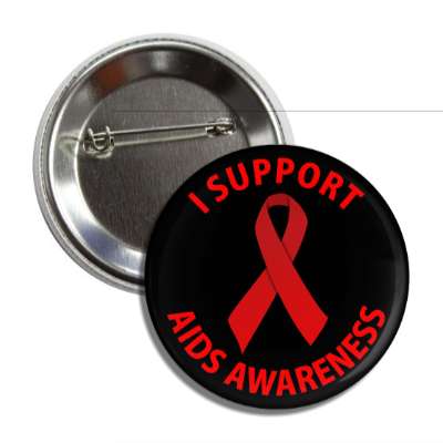 i support aids awareness red ribbon black button