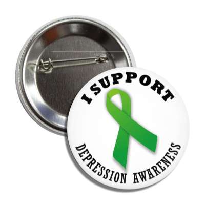 i support depression green awareness ribbon button