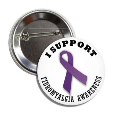 i support fibromyalgia purple awareness ribbon button