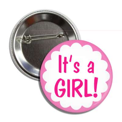 its a girl pink border button