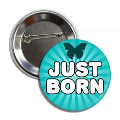 just born teal rays butterfly silhouette button