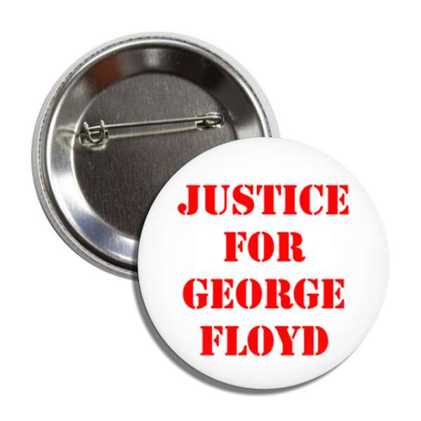justice for george floyd stencil red white button