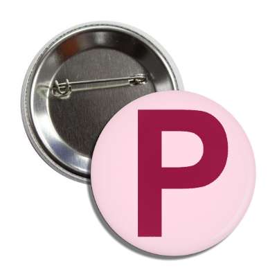 letter p capital pink dark red button