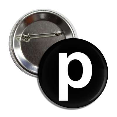 letter p lower case black white button