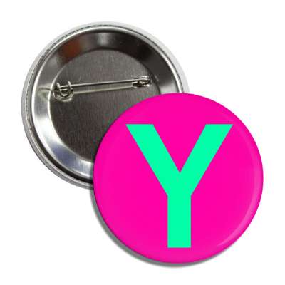 letter y capital hot pink mint green button