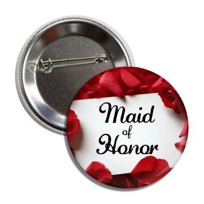 maid of honor card red petals button