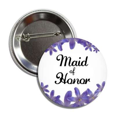 maid of honor purple flowers white button