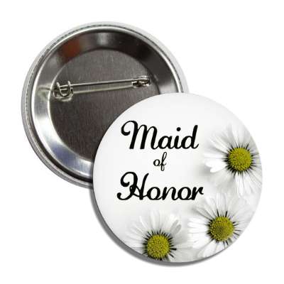 maid of honor white flowers button