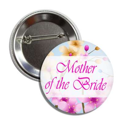 mother of the bride pink flowers rectangle button