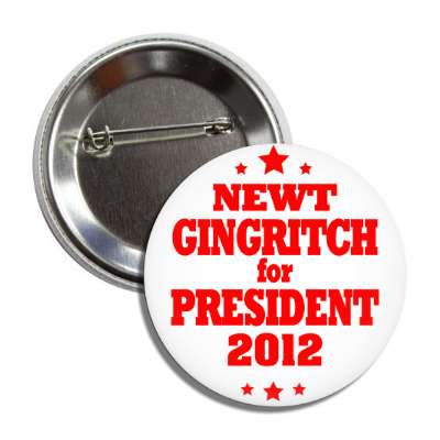 newt gingritch president 2012 white red stars button