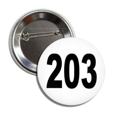 number 203 white black button