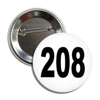 number 208 white black button