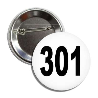 number 301 white black button