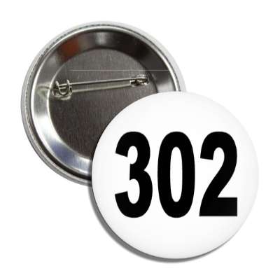 number 302 white black button