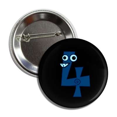 number 4 silly swirl cartoon character button
